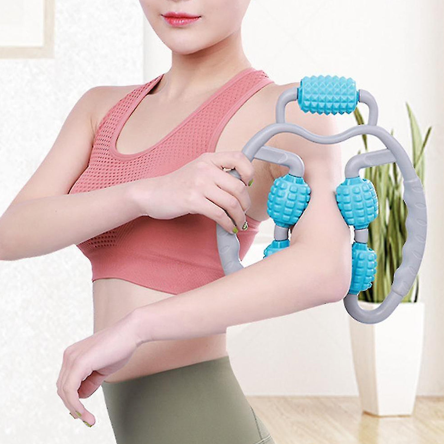 0265 Muscle Massage Roller, 5 Wheels Relieve Soreness Leg Muscle Roller Fitness Roller Muscle Relaxer Massage Roller Ring Clip All Round Massaging Uniform Force Elastic PP Drop Shaped for Home Use (1 Pc) 0265 Muscle Massage Roller, 5 Wheels Relieve Soreness Leg Muscle Roller Fitness Roller Muscle Relaxer Massage Roller Ring Clip All Round Massaging Uniform Force Elastic PP Drop Shaped for Home Use (1 Pc)